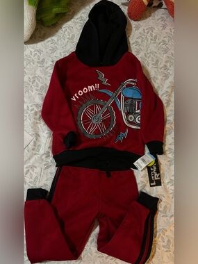 Sears Red Hoodie and Joggers Set with Black Accents